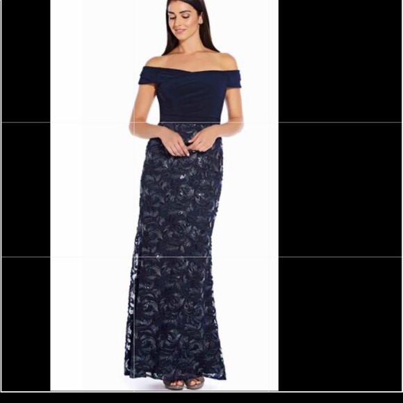 Adriana Papell off the shoulder top jersey long gown - Picture 3 of 8